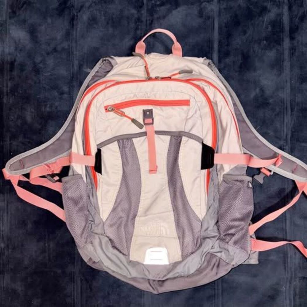 The North Face Cream and Coral Borealis Backpack